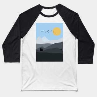 Minimalist Mountainous Landscape Graphic Illustration Baseball T-Shirt